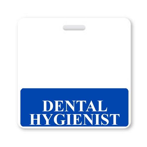 A "DENTAL HYGIENIST" Horizontal Badge Buddy with Blue border proudly displaying the text "DENTAL HYGIENIST" in white capital letters. Sold by Specialist ID.