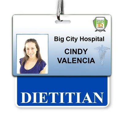 Dietitian Badge Buddy - Horizontal Hospital ID Role Identifier (Blue Border)