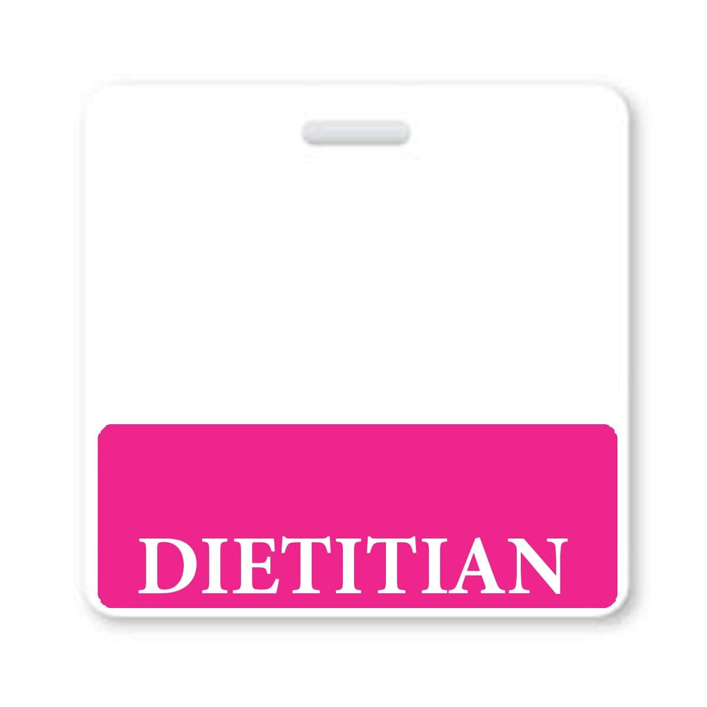 Dietitian Badge Buddy - Horizontal Hospital ID Role Identifier (Hot Pink Border)