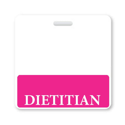 Dietitian Badge Buddy - Horizontal Hospital ID Role Identifier (Hot Pink Border)