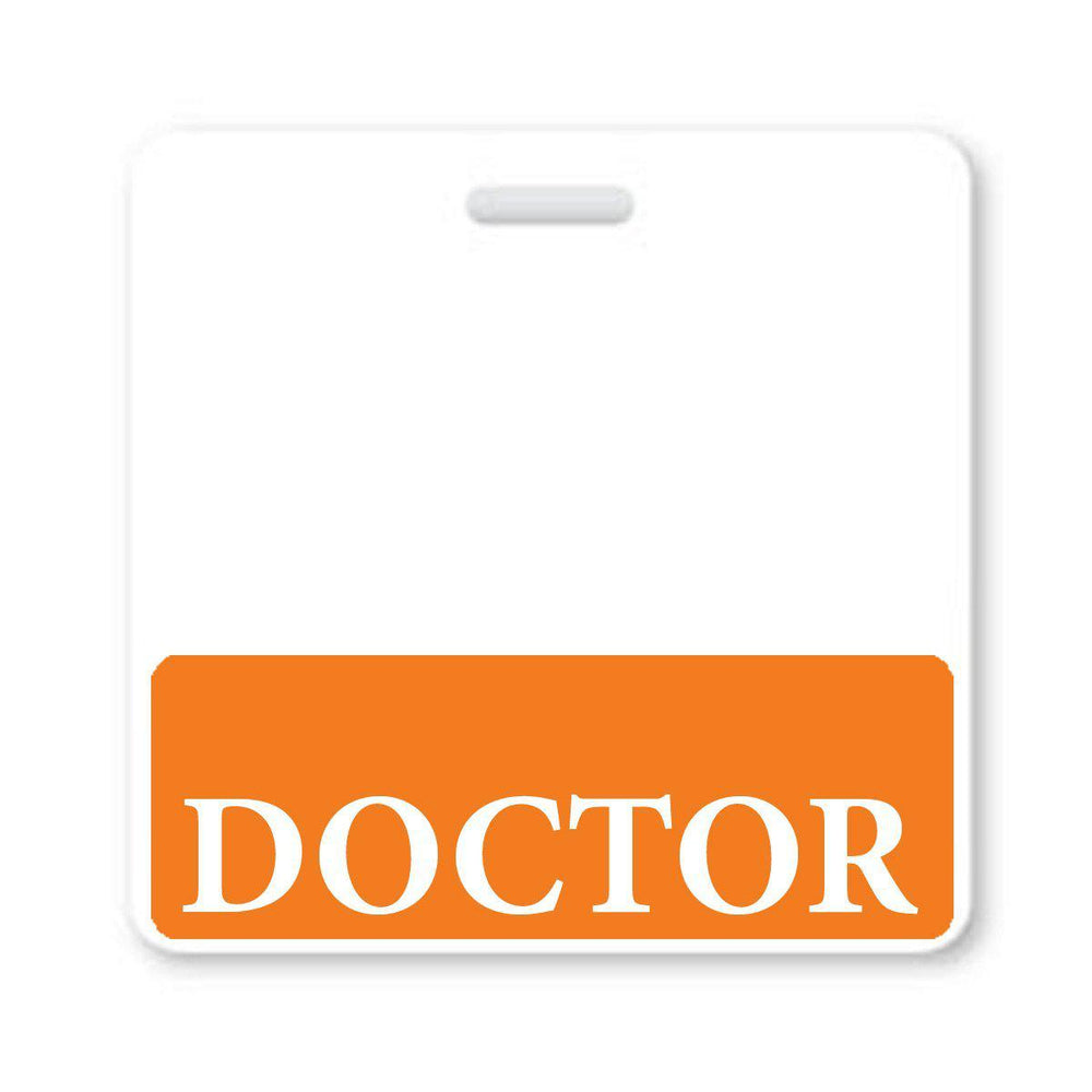 Doctor Badge Buddy - Horizontal Hospital ID Role Identifier (Orange Border)
