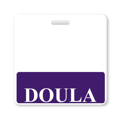 Doula Badge Buddy - Horizontal Hospital ID Role Identifier (Purple Border)