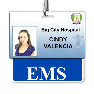EMS Badge Buddy - Horizontal Hospital ID Role Identifier (Blue Border)