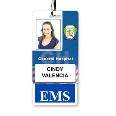 EMS Badge Buddy - Vertical Hospital ID Role Identifier (Blue Border)