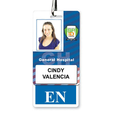 EN Registered Nurse Badge Buddy - Vertical Hospital ID Role Identifier (Blue Border)
