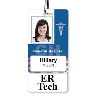 ER Tech Badge Buddy - Vertical Hospital ID Role Identifier (White Border)