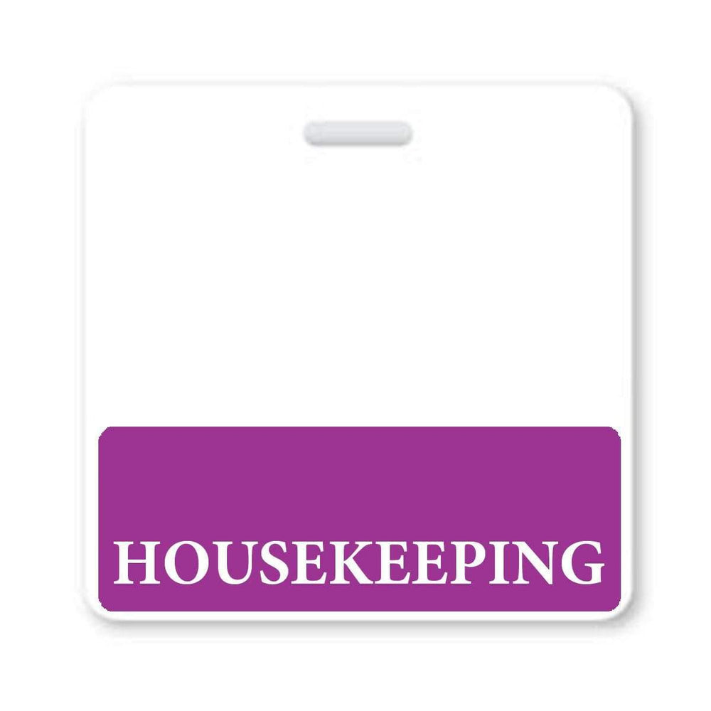 Housekeeping Badge Buddy - Horizontal Hospital ID Role Identifier (Purple Border)