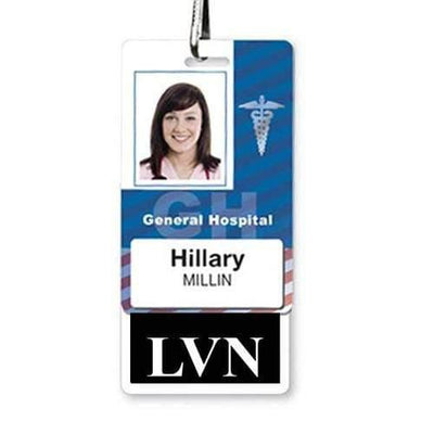 LVN Badge Buddy - Vertical Hospital ID Role Identifier (Black Border)
