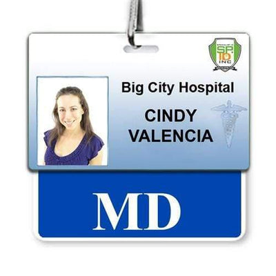 MD Badge Buddy - Horizontal Hospital ID Role Identifier (Blue Border)