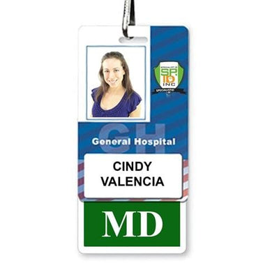 MD Badge Buddy - Vertical Hospital ID Role Identifier (Dark Green Border)
