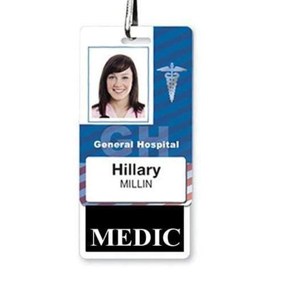 Medic Badge Buddy - Vertical Hospital ID Role Identifier (Black Border)
