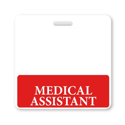 Medical Assistant Badge Buddy - Horizontal Hospital ID Role Identifier (Red Border)