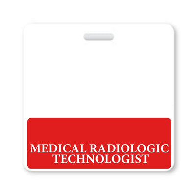 Medical Radiologic Technologist Badge Buddy - Horizontal Hospital ID Role Identifier (Red Border)