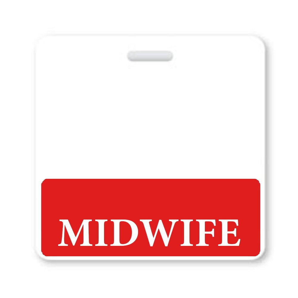 Midwife Badge Buddy - Horizontal Hospital ID Role Identifier (Red Border)