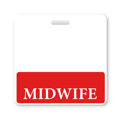 Midwife Badge Buddy - Horizontal Hospital ID Role Identifier (Red Border)