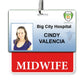 Red "MIDWIFE" horizontal Badge Buddy with Red Border BB-MIDWIFE-RED-H