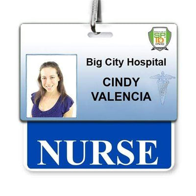 Nurse Badge Buddy - Horizontal Hospital ID Role Identifier (Blue Border)