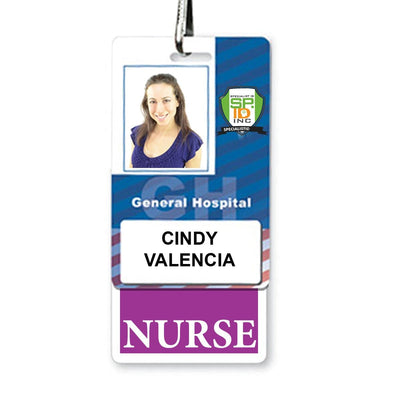 Nurse Badge Buddy - Vertical Hospital ID Role Identifier (Purple Border)