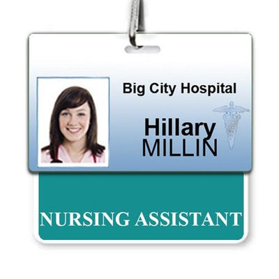 Nursing Assistant Badge Buddy - Horizontal Hospital ID Role Identifier (Teal Border)