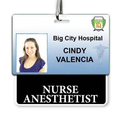 Nurse Anesthetist Badge Buddy - Horizontal Hospital ID Role Identifier (Black Border)