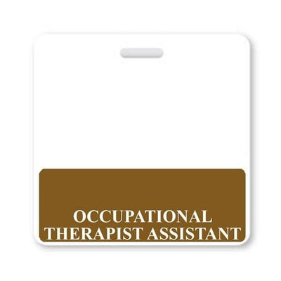 Occupational Therapist Assistant Badge Buddy - Horizontal Hospital ID Role Identifier (Brown Border)