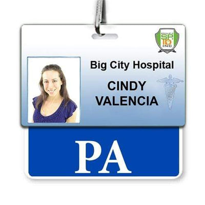 PA Badge Buddy - Horizontal Hospital ID Role Identifier (Blue Border)