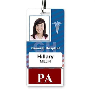 PA Badge Buddy - Vertical Hospital ID Role Identifier (Maroon Border)