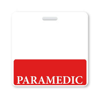 Paramedic Badge Buddy - Horizontal Hospital ID Role Identifier (Red Border)