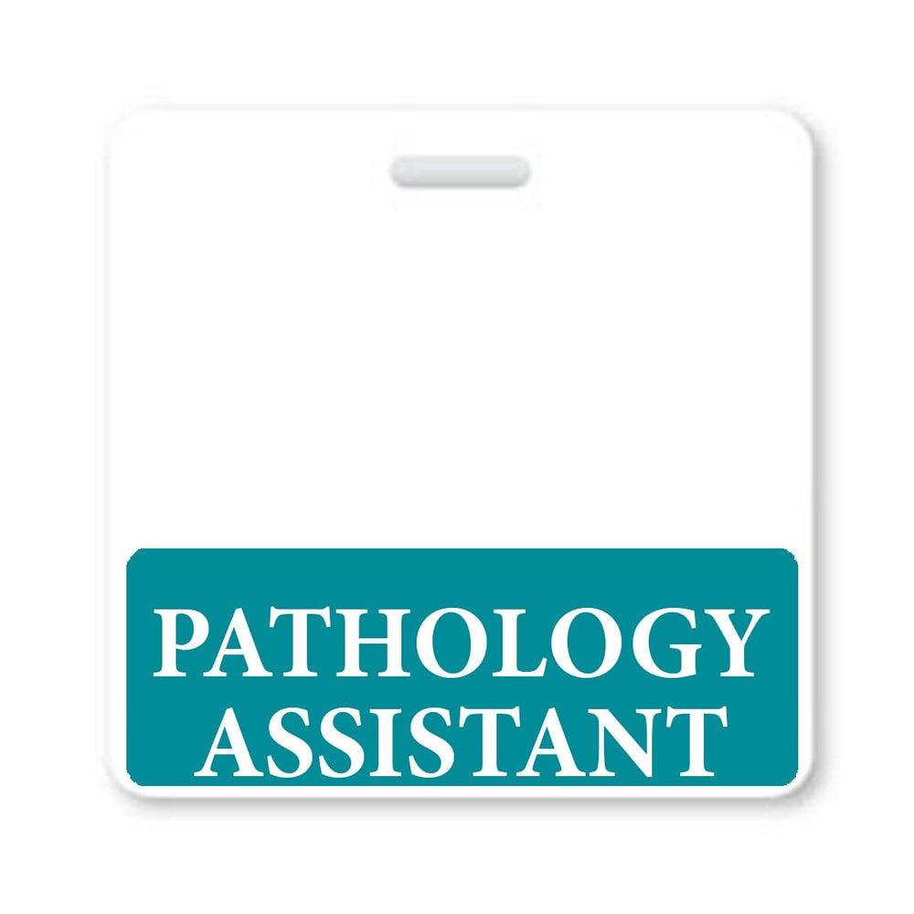 Pathology Assistant Badge Buddy - Horizontal Hospital ID Role Identifier (Teal Border)