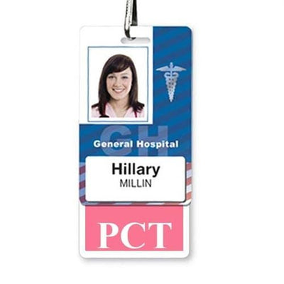 PCT Badge Buddy - Vertical Hospital ID Role Identifier (Pink Border)