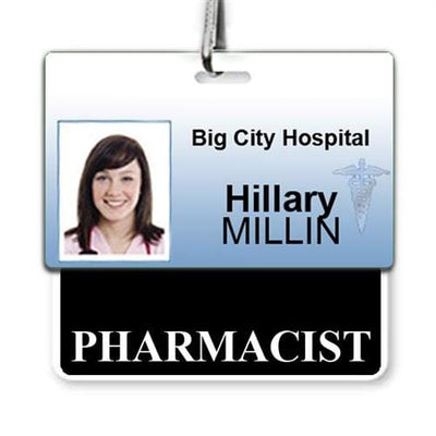 Pharmacist Badge Buddy - Horizontal Hospital ID Role Identifier (Black Border)