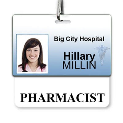 Pharmacist Badge Buddy - Horizontal Hospital ID Role Identifier (White Border)
