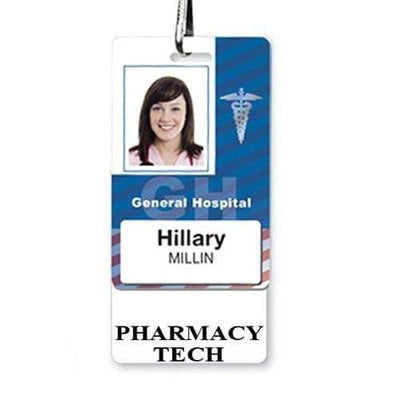 Pharmacy Tech Badge Buddy - Vertical Hospital ID Role Identifier (White Border)