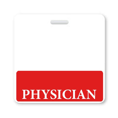 Physician Badge Buddy - Horizontal Hospital ID Role Identifier (Red Border)