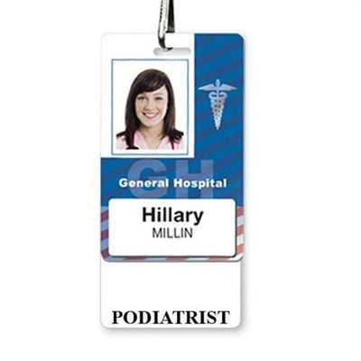 Podiatrist Badge Buddy - Vertical Hospital ID Role Identifier (White Border)