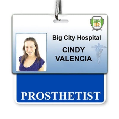 Prosthetist Badge Buddy - Horizontal Hospital ID Role Identifier (Blue Border)