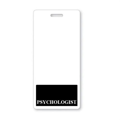 Black "Psychologist" Vertical Badge Buddy with Black Border BB-PSYCHOLOGIST-BLACK-V
