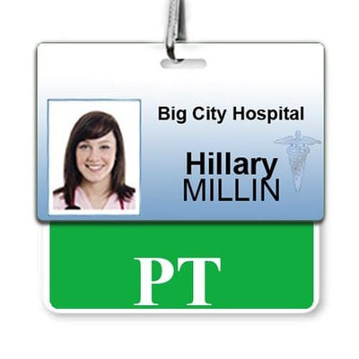 Physical Therapist PT Badge Buddy - Horizontal Hospital ID Role Identifier (Green Border)