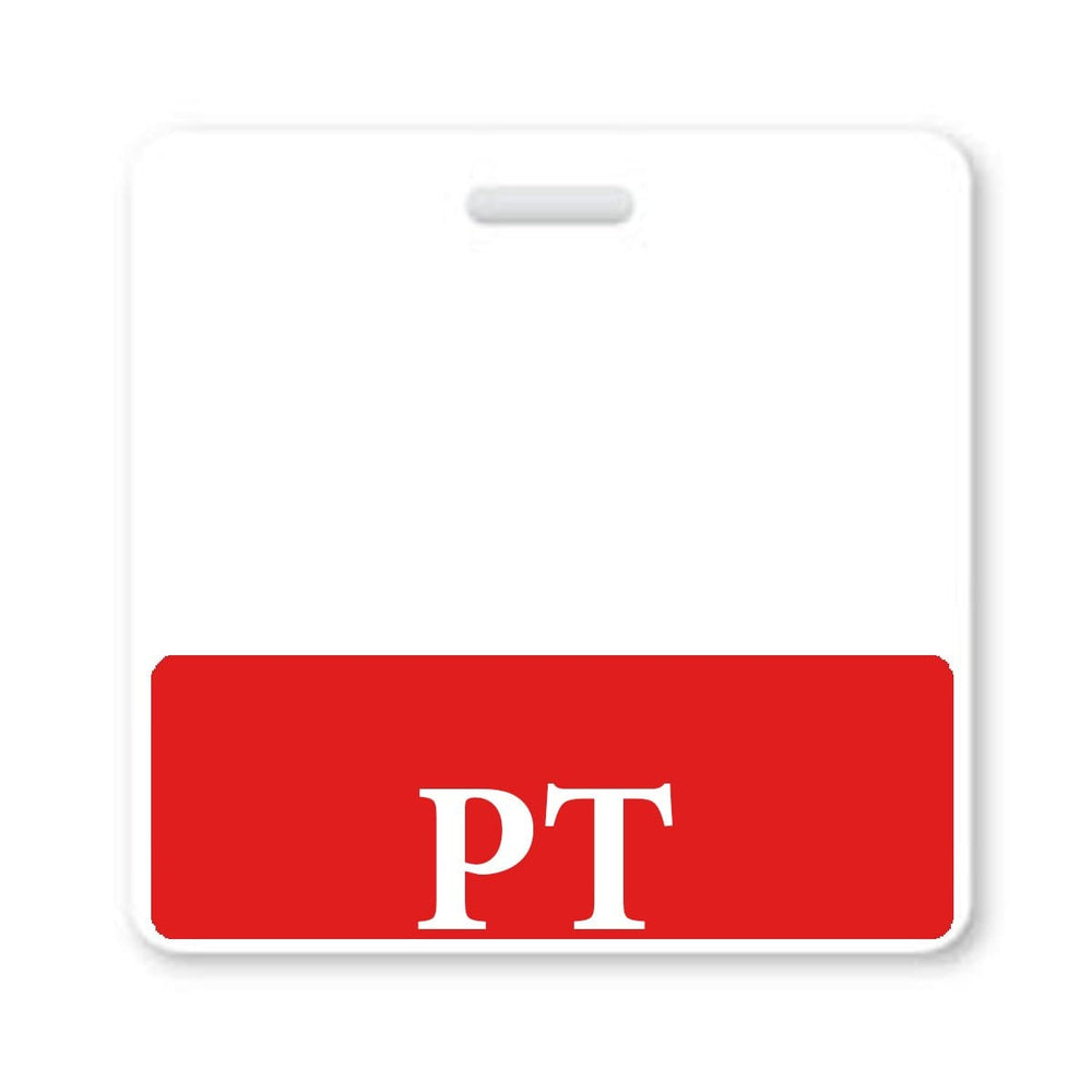 Physical Therapist PT Badge Buddy - Horizontal Hospital ID Role Identifier (Red Border)