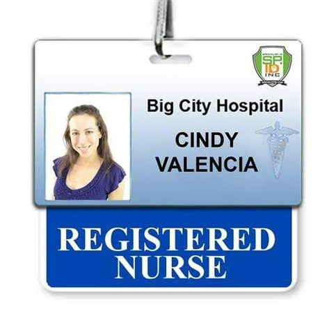 Registered Nurse Vertical Badge Buddy with Blue Border