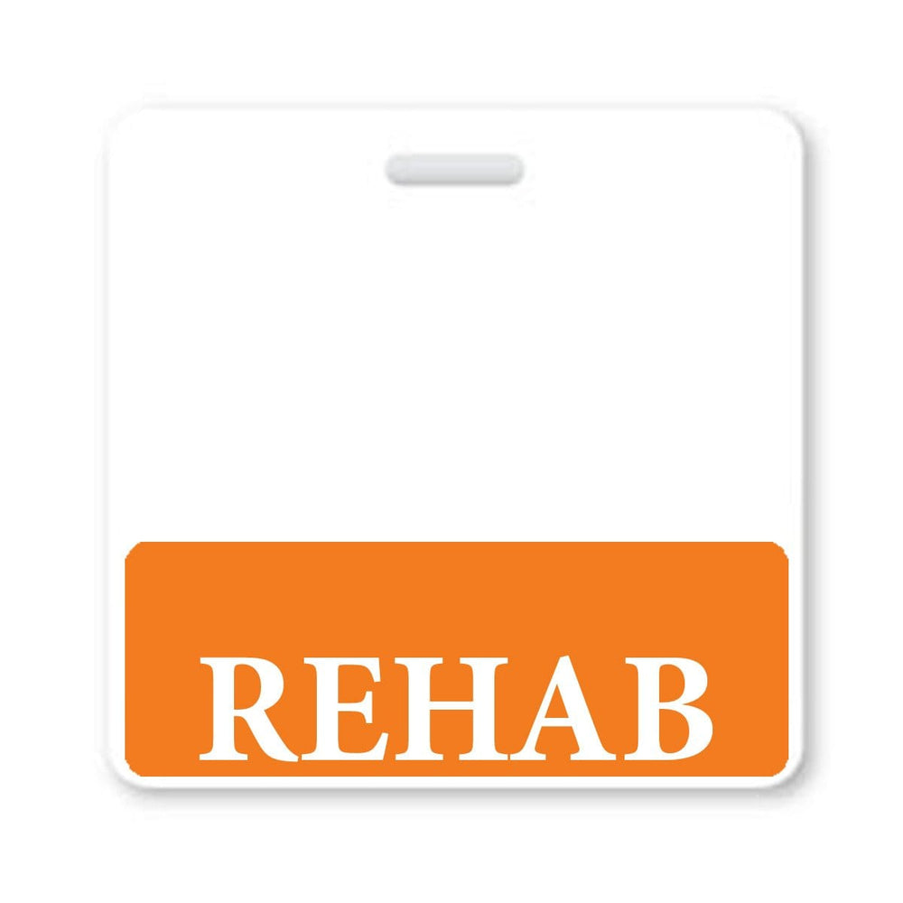 Rehab Badge Buddy - Horizontal Hospital ID Role Identifier (Orange Border)