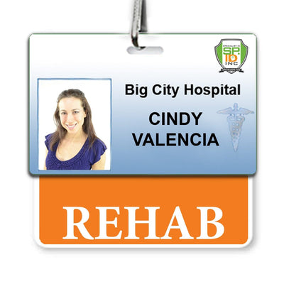 Rehab Badge Buddy - Horizontal Hospital ID Role Identifier (Orange Border)