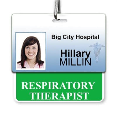 Respiratory Therapist Badge Buddy - Horizontal Hospital ID Role Identifier (Green Border)