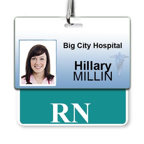 Teal "RN" Registered Nurse Horizontal Badge Buddy BB-RN-TEAL-H