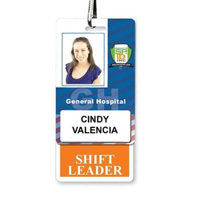 Shift Leader Badge Buddy - Vertical Hospital ID Role Identifier (Orange Border)