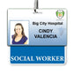 Blue SOCIAL WORKER Horizontal Badge Buddy with Blue Border BB-SOCIALWORKER-BLUE-H
