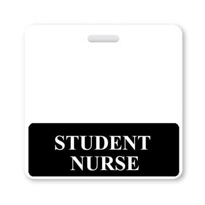 Student Nurse Badge Buddy - Horizontal Hospital ID Role Identifier (Black Border)