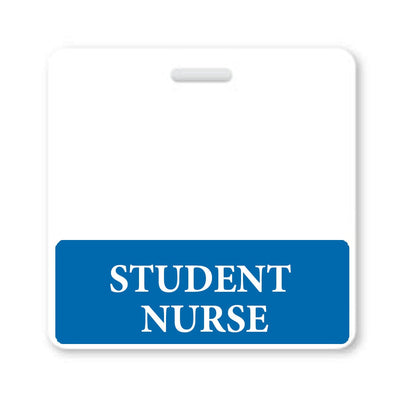 Student Nurse Badge Buddy - Horizontal Hospital ID Role Identifier (Blue Border)