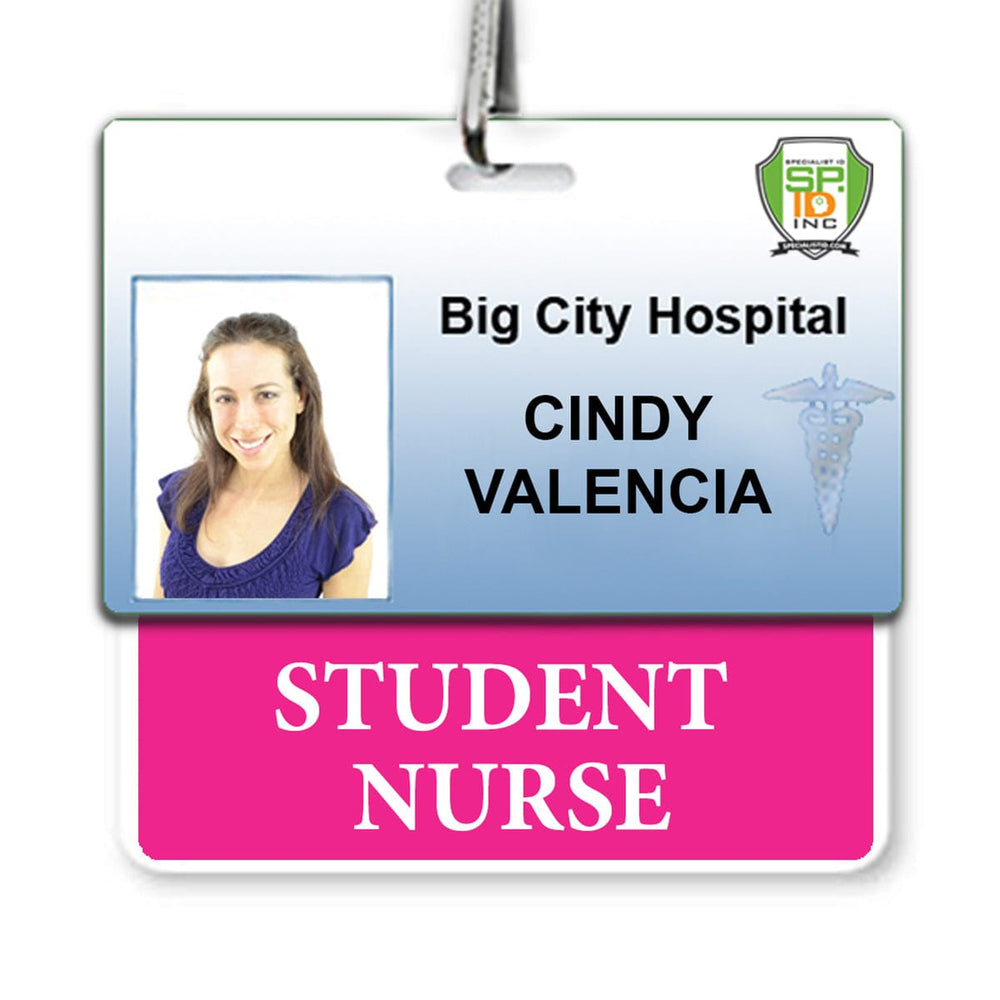 Student Nurse Badge Buddy - Horizontal Hospital ID Role Identifier (Hot Pink Border)