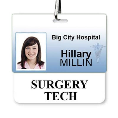 Surgery Tech Badge Buddy - Horizontal Hospital ID Role Identifier (White Border)
